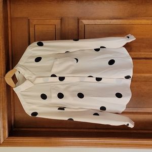 Cream Dotted Button Down Colored Blouse
